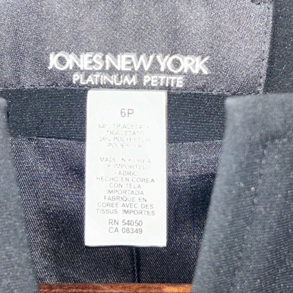 JONES NEW YORK PLATINUM PETITE Black Career Jacket Zip Lined Sz 6P Side Pockets - Picture 4 of 5